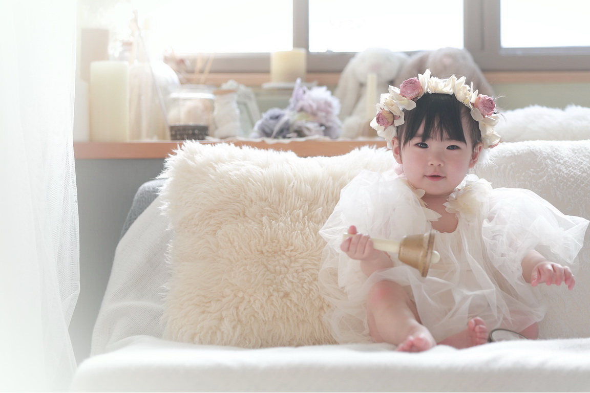 おしゃれなインテリアが自慢の子ども写真スタジオ、ライフスタジオふじみ野店の赤ちゃん写真
